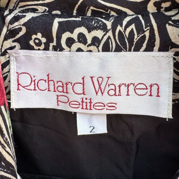 Richard Warren Petites Vintage Floral Print Long-Sleeve Tie Neck Peplum Blazer 2 - Picture 7 of 11